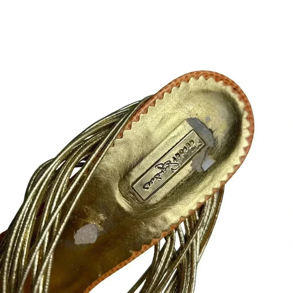 Report Signature Sandal Heel Women's 7M Multicolor Leather Slip On High Peep Toe - Picture 6 of 9